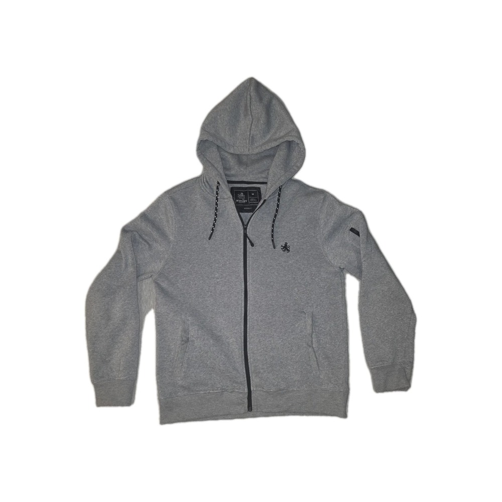 Rugby University Men's Gray Full Zip Hooded Fleece Hoodie Logo Pockets MEDIUM
